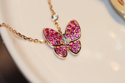 ¡®Glow Jewelry¡¯BUTTERFLY RED DIAMOND ROSE GOLD NECKLACE