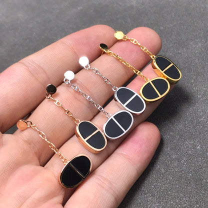 [Glow Jewelry]CHAINE VERSO BLACK CERAMIC SILVER EARRINGS