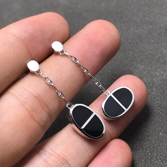 ¡®Glow Jewelry¡¯CHAINE VERSO BLACK CERAMIC SILVER EARRINGS
