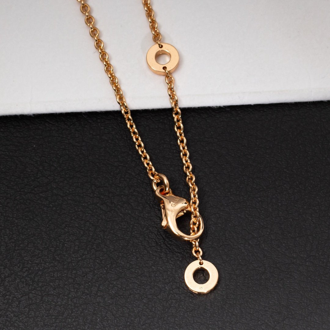 [Glow Jewelry]ZERO 1 WHITE CERAMIC PINK GOLD DIAMOND NECKLACE