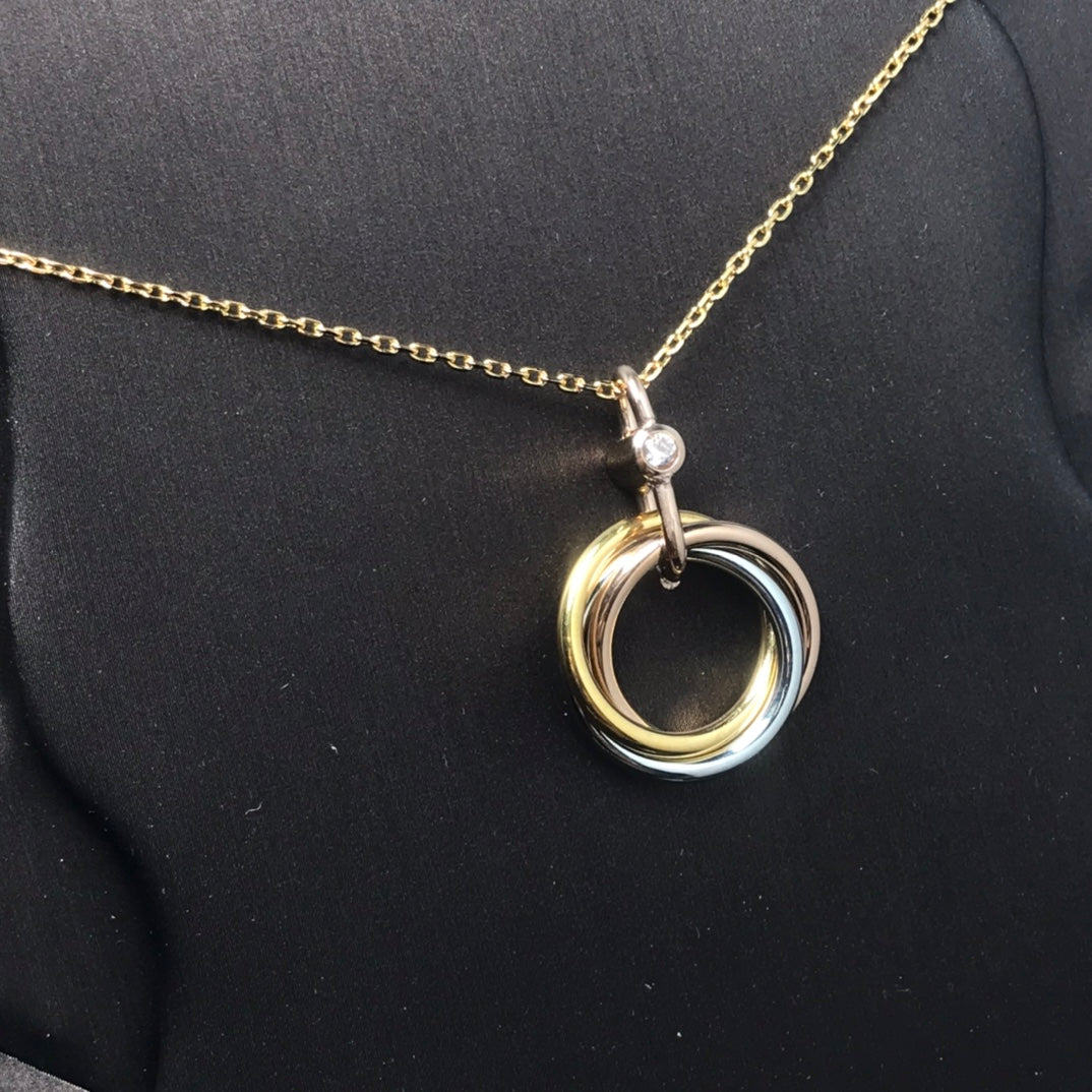 [Glow Jewelry]TRINITY SILVER GOLD PINK GOLD NECKLACE