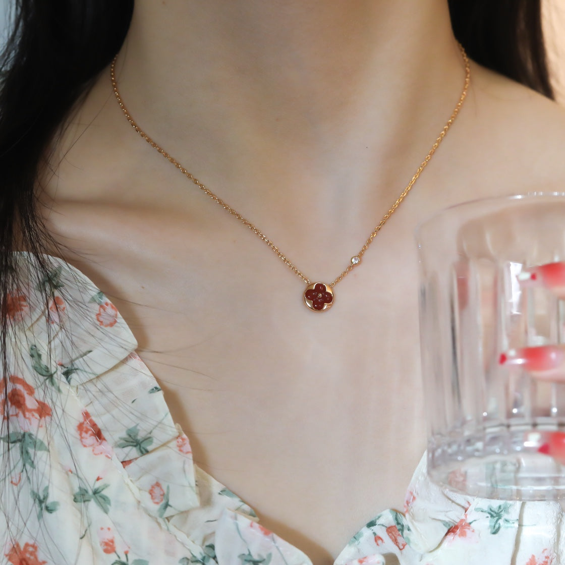[Glow Jewelry]SUN PEDANT PINK GOLD 1 DIAMOND NECKLACE