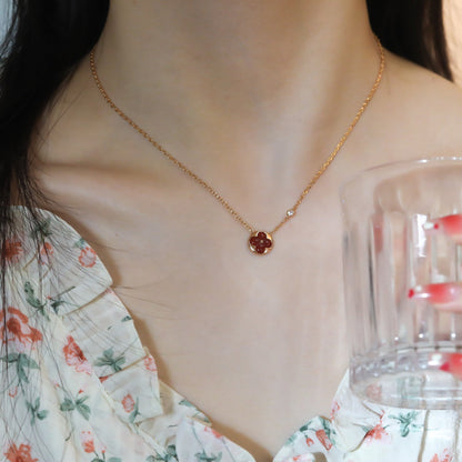 [Glow Jewelry]SUN PEDANT PINK GOLD 1 DIAMOND NECKLACE