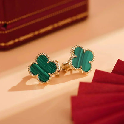 [Glow Jewelry]CLOVER MEDIUM 1 MOTIFS MALACHITE  EARRINGS