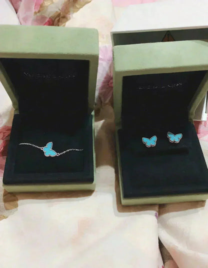 [Glow Jewelry]BUTTERFLY TURQUOISE EARRINGS SILVER