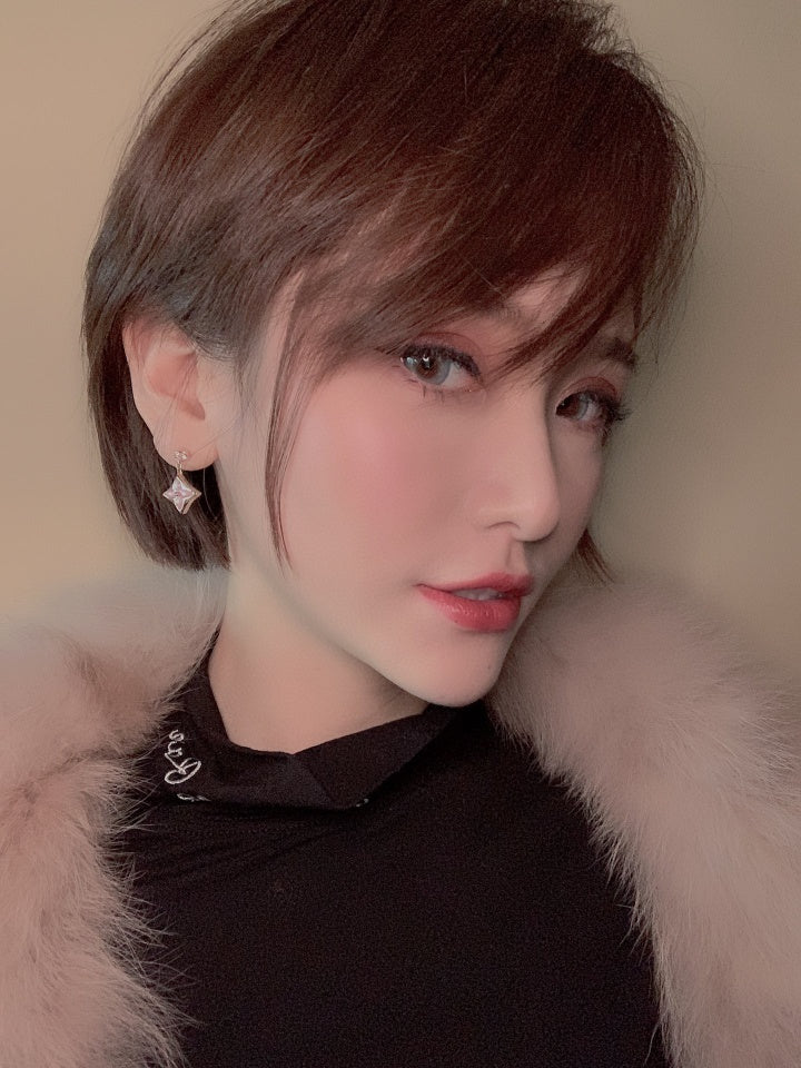 ¡®Glow Jewelry¡¯DOUBLE STAR PINK GOLD MOP DROP EARRINGS