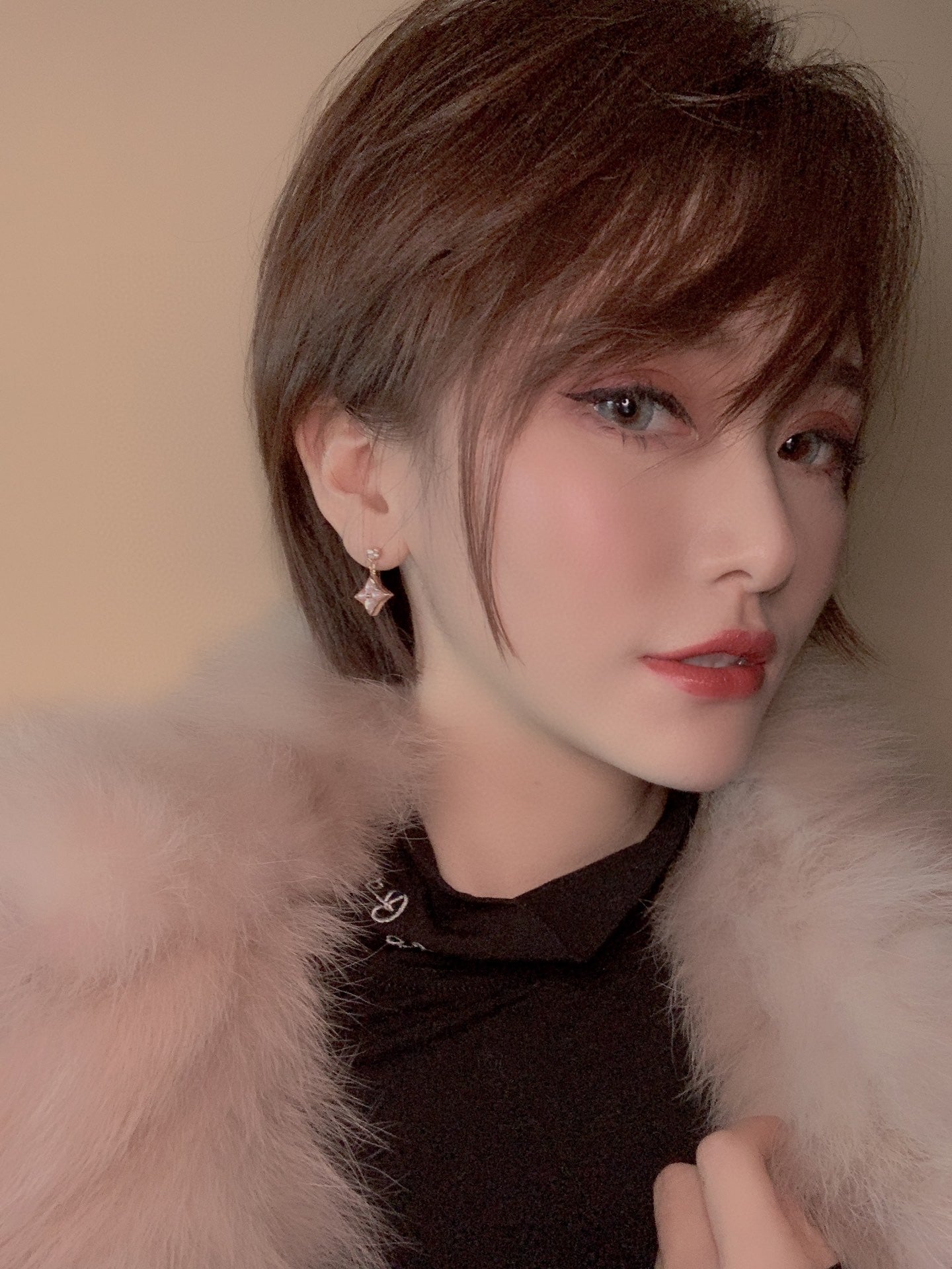 ¡®Glow Jewelry¡¯DOUBLE STAR PINK GOLD MOP DROP EARRINGS