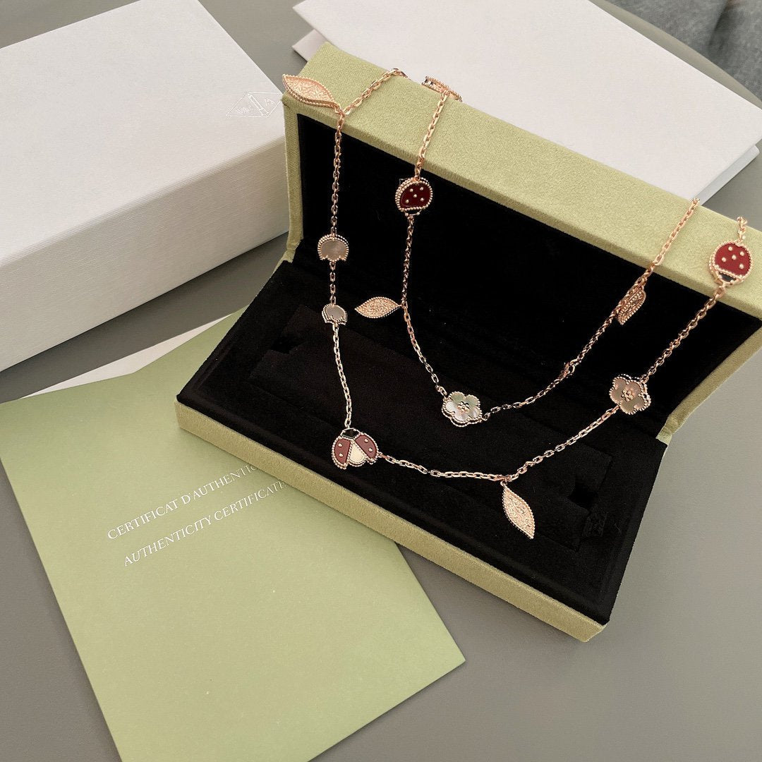 [Glow Jewelry]LUCKY SPRING 15 MOTIFS ROSE GOLD NECKLACE
