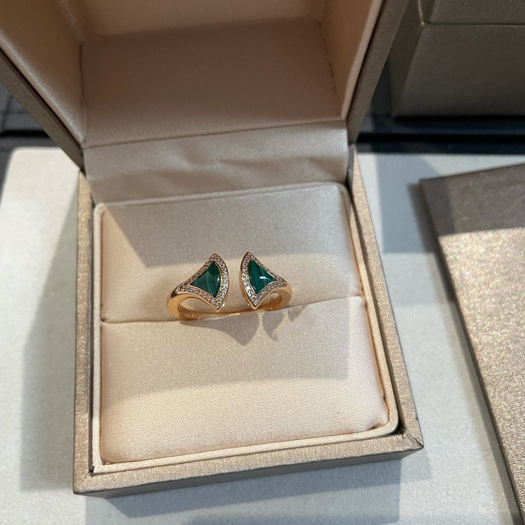 [Glow Jewelry]DREAM MALACHITE DIAMOND OPEN RING