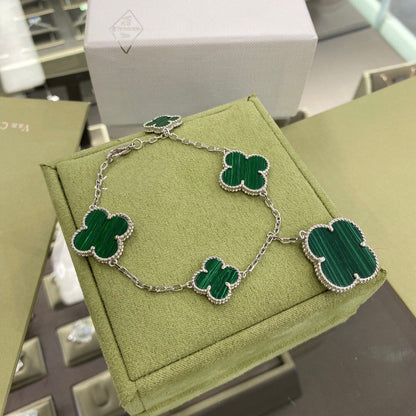 ¡®Glow Jewelry¡¯CLOVER 5 MOTIFS SIVLER MALACHITE BRACELET