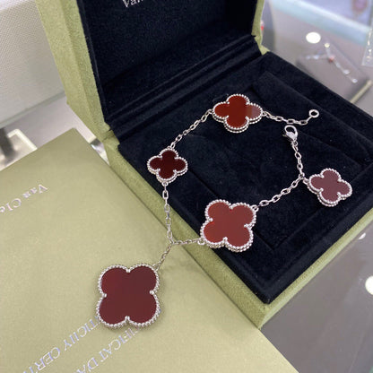 ¡®Glow Jewelry¡¯CLOVER 5 MOTIFS SIVLER CARNELIAN BRACELET