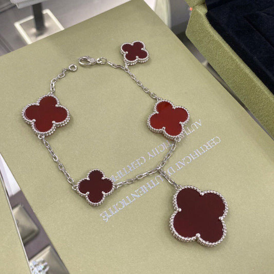 ¡®Glow Jewelry¡¯CLOVER 5 MOTIFS SIVLER CARNELIAN BRACELET