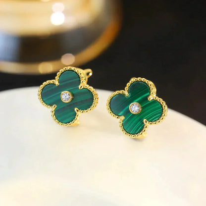 ¡®Glow Jewelry¡¯CLOVER MEDIUM 1 MOTIFS MALACHITE DIAMOND EARRINGS