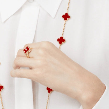 ¡®Glow Jewelry¡¯CLOVER CARNELIAN RING ROSE GOLD DIAMOND