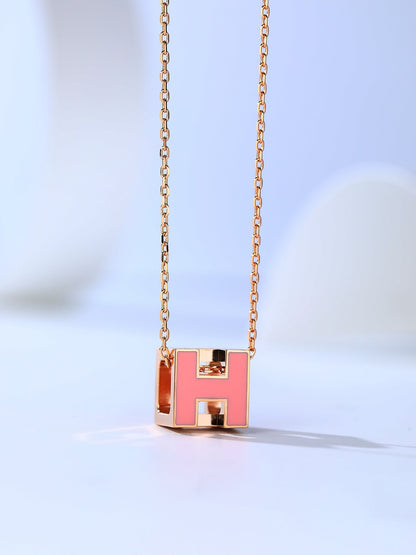 [Glow Jewelry]H CAGE PINK GOLD NECKLACE