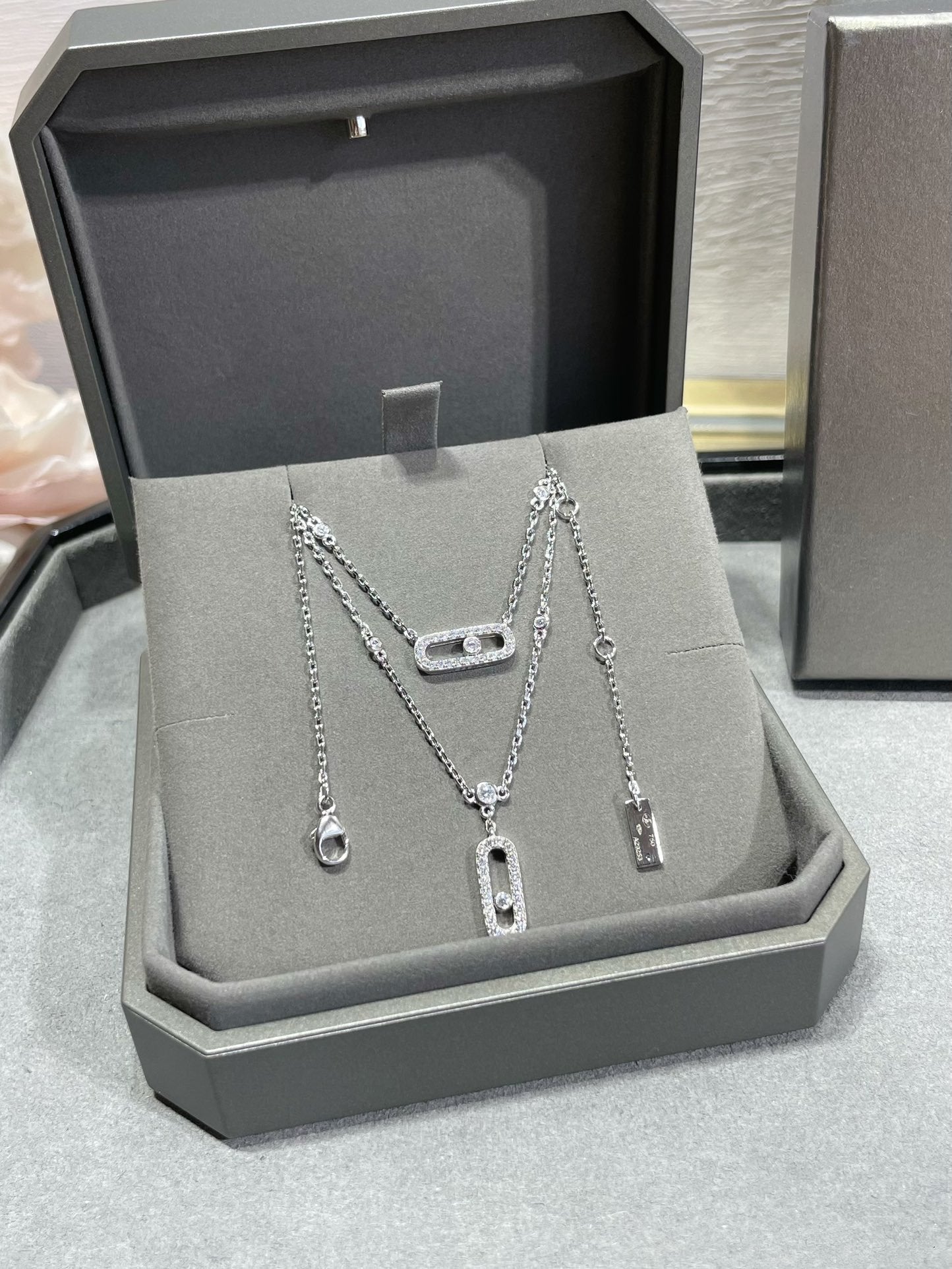 [Glow Jewelry]MOVE 2 ROW DIAMOND NECKLACE