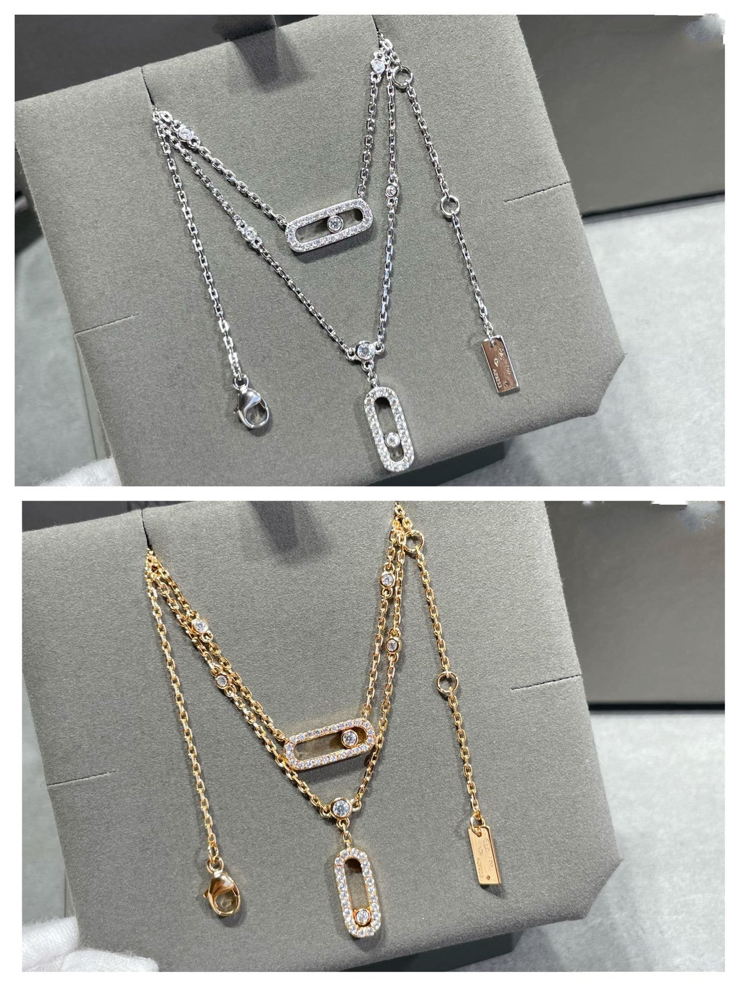 [Glow Jewelry]MOVE 2 ROW DIAMOND NECKLACE