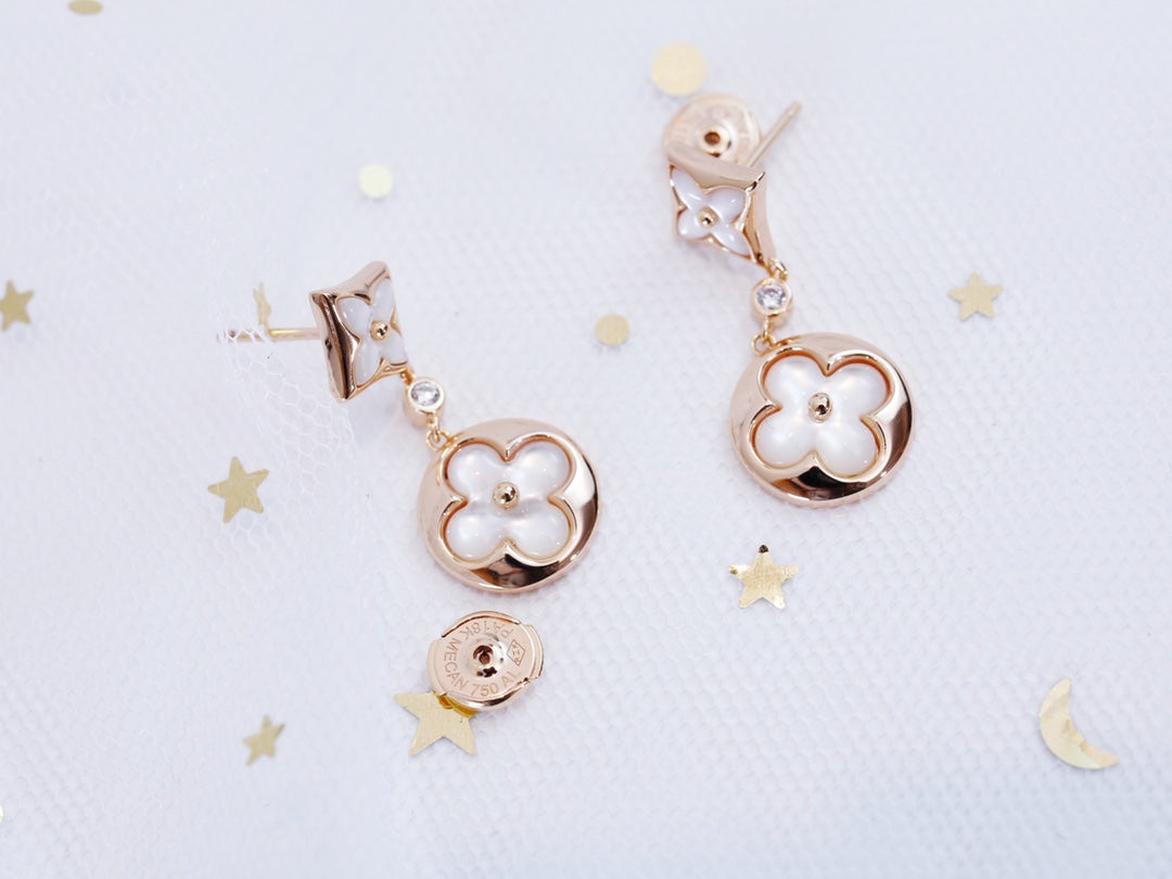 [Glow Jewelry]STAR AND SUN PINK GOLD MOP DROP EARRINGS