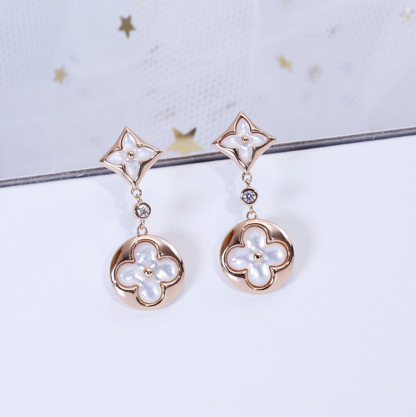 ¡®Glow Jewelry¡¯STAR AND SUN PINK GOLD MOP DROP EARRINGS