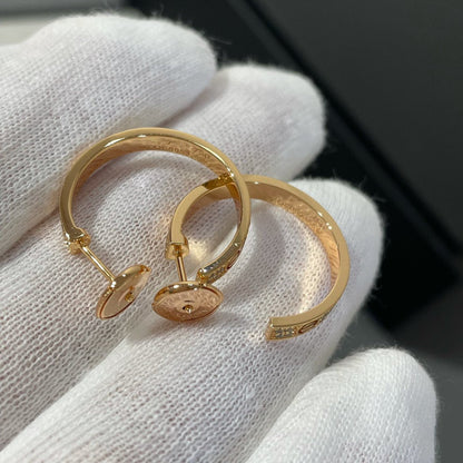 ¡®Glow Jewelry¡¯LOVE DIAMOND PINK GOLD HOOP EARRINGS