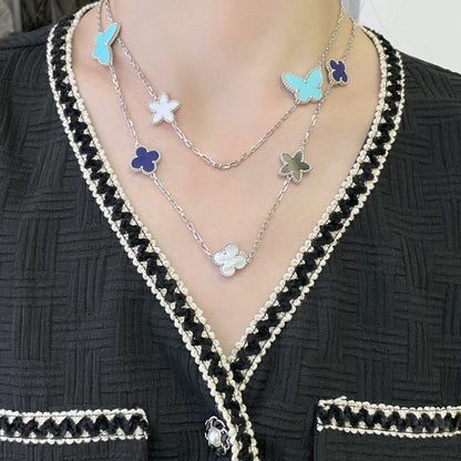 [Glow Jewelry]LUCKY CLOVER SILVER 11 MOTIF NECKLACE
