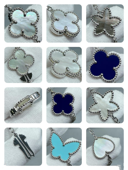 ¡®Glow Jewelry¡¯LUCKY CLOVER SILVER 11 MOTIF NECKLACE