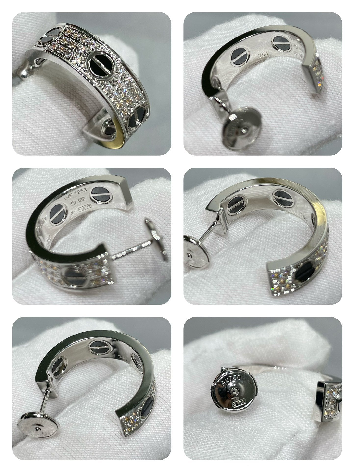 ¡®Glow Jewelry¡¯LOVE CERAMIC DIAMOND PAVED SILVER EARRINGS