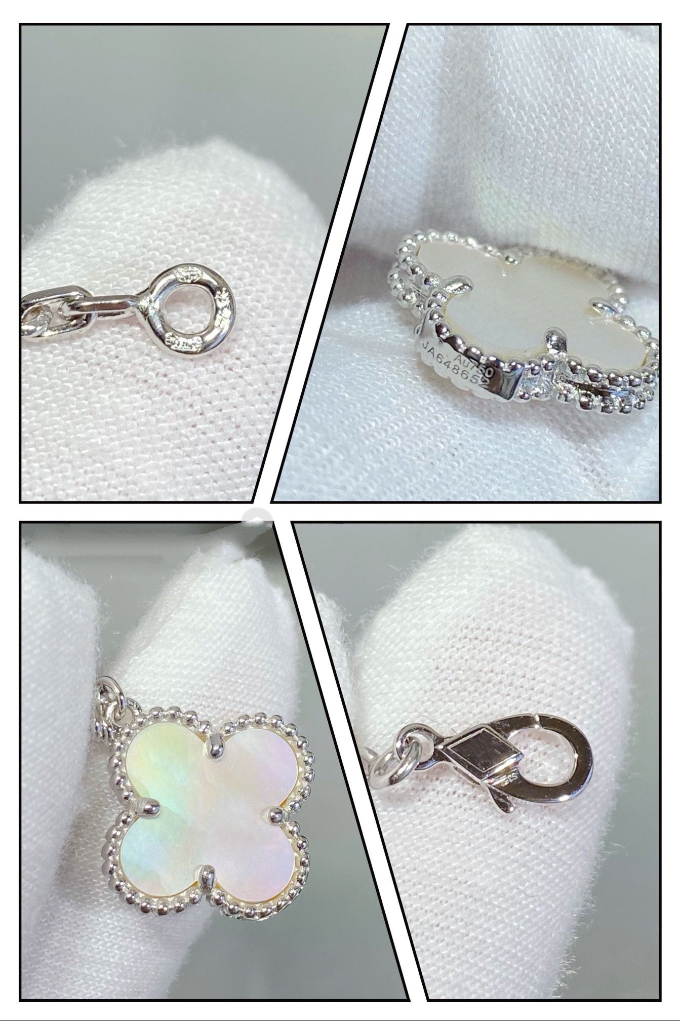 [Glow Jewelry]CLOVER 5 MOTIF WHITE MOP SILVER BRACELET