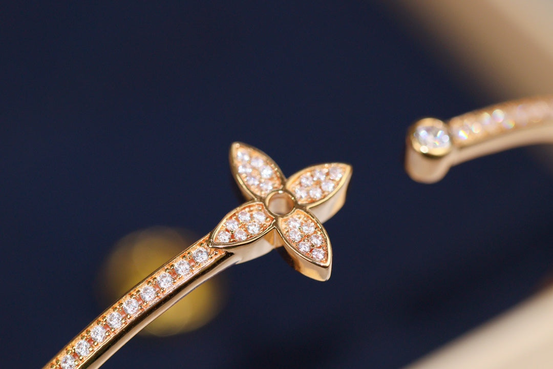 [Glow Jewelry]IDYLLE PINK GOLD OPEN BRACELET DIAMOND PAVED