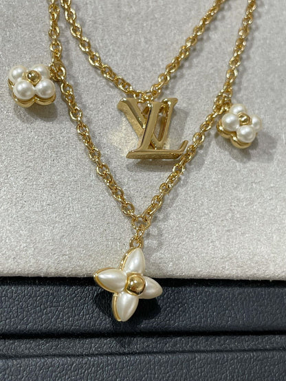 [Glow Jewelry]FLOWERGRAM GOLD MOP DOUBLE ROW NECKLACE