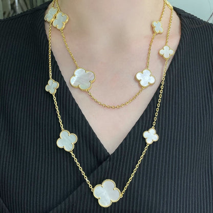 ¡®Glow Jewelry¡¯CLOVER 16 MOTIF WHITE MOP GOLD NECKLACE