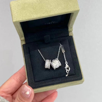 ¡®Glow Jewelry¡¯PERLEE DOUBLE PENDANT SILVER DIAMOND NECKLACE