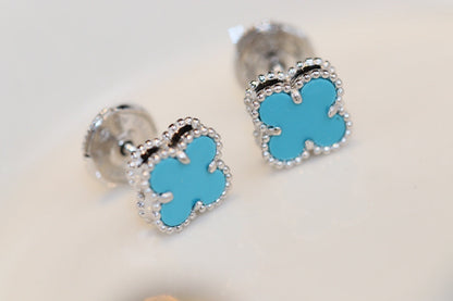 ¡®Glow Jewelry¡¯CLOVER MINI TURQUOISE SILVER STUD EARRINGS