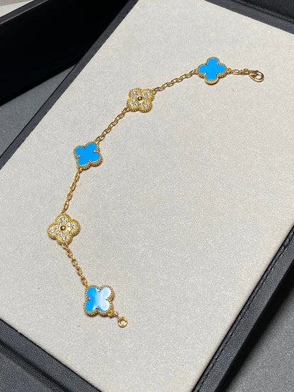 [Glow Jewelry]New CLOVER 5 MOTIF BLUE AGATE BRACELET COLLECTION
