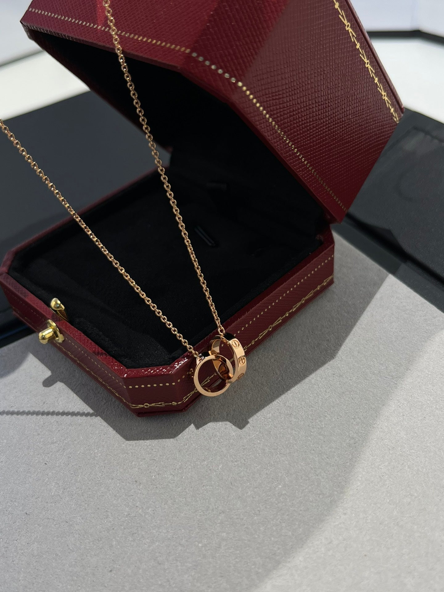 ¡®Glow Jewelry¡¯LOVE NECKLACE DOUBLE RING PINK GOLD