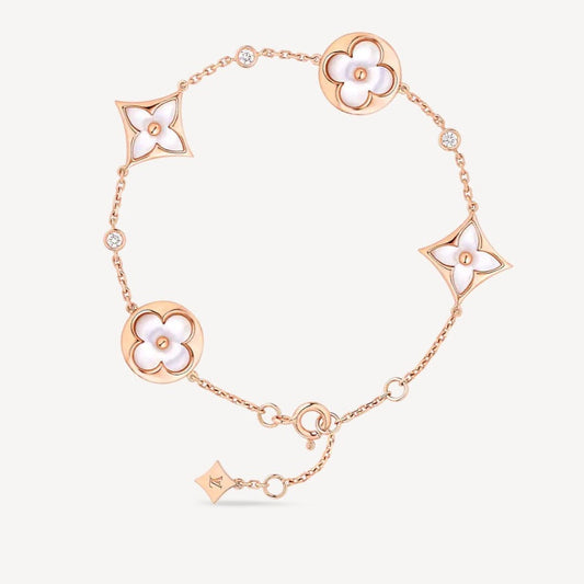 ¡®Glow Jewelry¡¯STAR AND SUN 4 MOTIF WHITE MOP PINK GOLD BRACELET