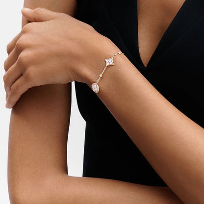 [Glow Jewelry]STAR AND SUN 4 MOTIF WHITE MOP PINK GOLD BRACELET