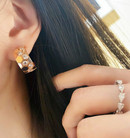 [Glow Jewelry]BEE LOVE DIAMOND HOOP EARRINGS