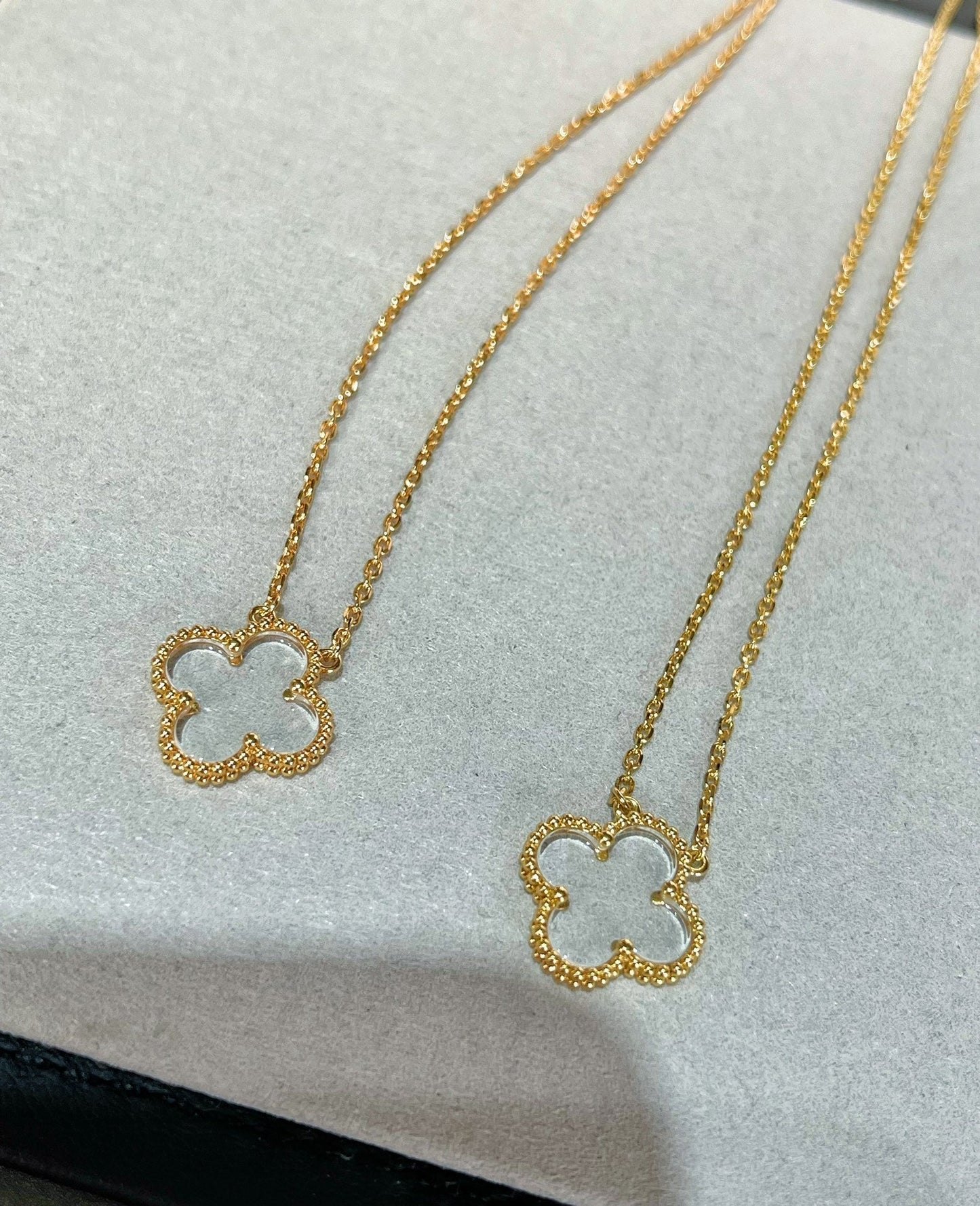 ¡®Glow Jewelry¡¯CLOVER ROCK CRYSTAL ROSE GOLD NECKLACE
