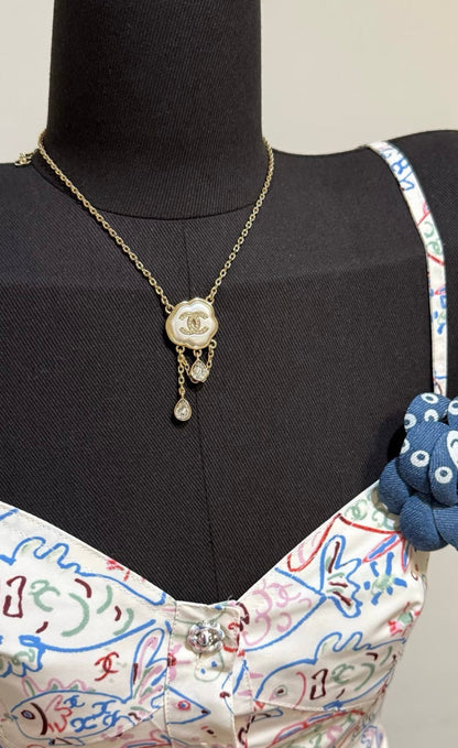 [Glow Jewelry]Cloud Pearl Mother-of-Pearl Diamond Chain Pendant Necklace