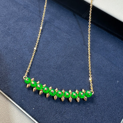 [Glow Jewelry]New Arrival: Green Bead Rivet Necklace
