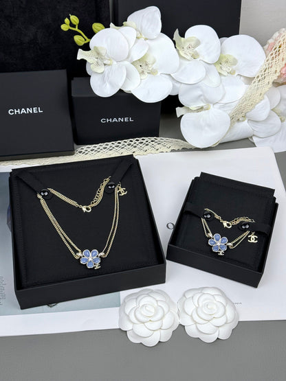 [Glow Jewelry]VOLTE New Blue Floral Double-Layer Bracelet