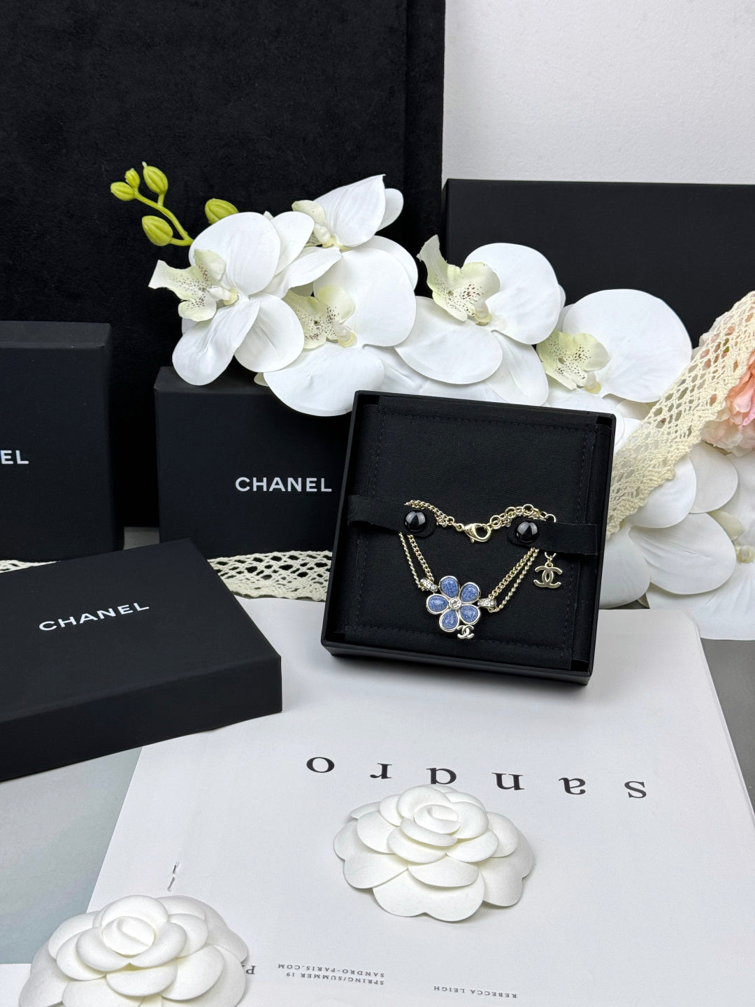 [Glow Jewelry]VOLTE New Blue Floral Double-Layer Bracelet