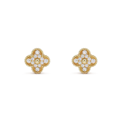 [Glow Jewelry]CLOVER MEDIUM 1 MOTIFS FUll DIAMOND EARRINGS