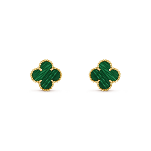[Glow Jewelry]CLOVER MEDIUM 1 MOTIFS MALACHITE  EARRINGS