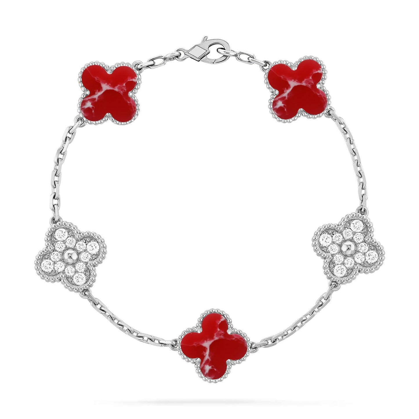 [Glow Jewelry]CLOVER 5 MOTIF RED PATTERN BRACELET COLLECTION