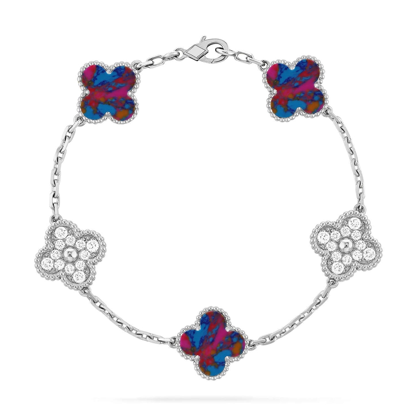 [Glow Jewelry]CLOVER 5 MOTIF COLOR GEMSTONES BRACELET COLLECTION