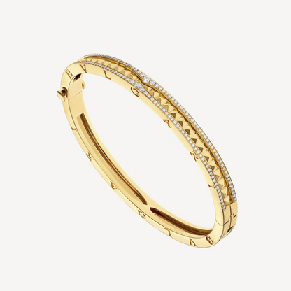 [Glow Jewelry]ZERO 1 SPIRAL AND PAVED DIAMOND GOLD BRACELET