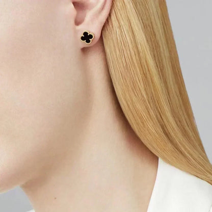 [Glow Jewelry]CLOVER MINI 9.5MM BLACK MOP EARRINGS