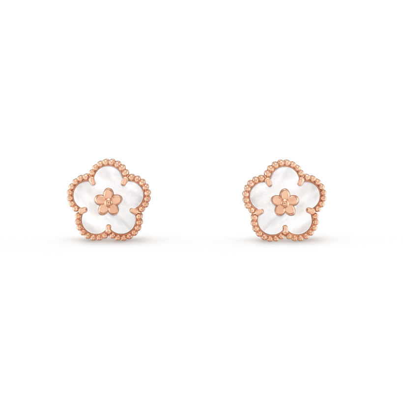 [Glow Jewelry]LUCKY PINK GOLD WHITE MOP EARRINGS